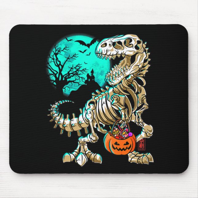 Fun Skeleton TRex Halloween Boys Dino Kids Fossil  Mouse Pad (Front)