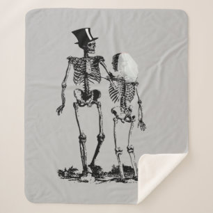 Fun Skeleton Wedding Couple  Sherpa Blanket
