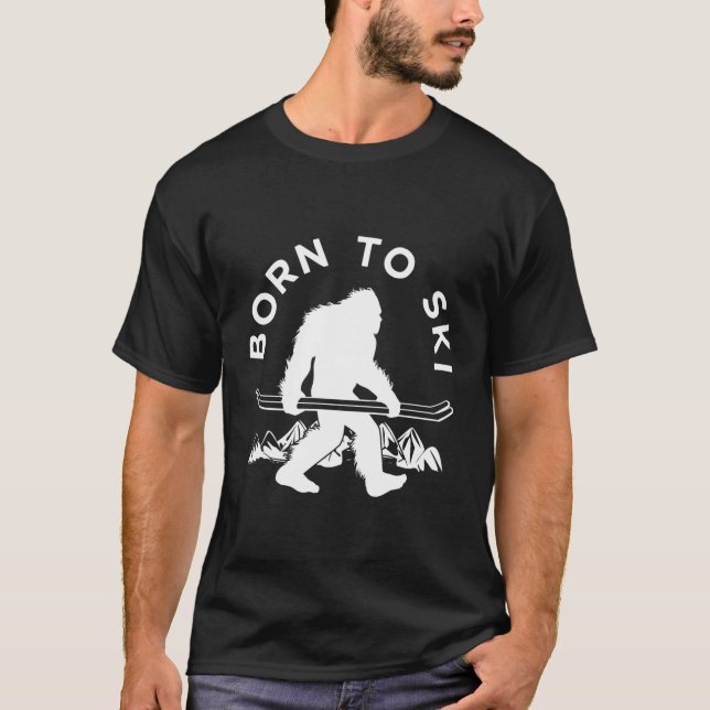 Fun Skiing Yeti Hoodie Born To Ski Hooded Pullover (Front)