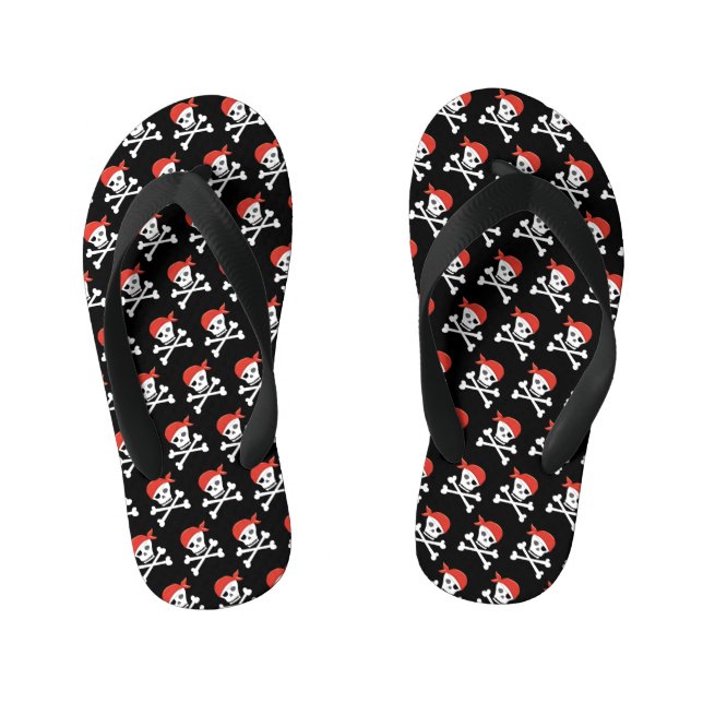 Fun Skull and Crossbones Pattern Pirate Kid's Jandals (Footbed)