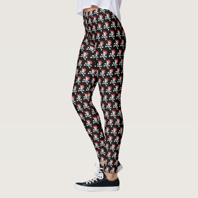 Fun Skull and Crossbones Pattern Pirate Leggings (Left)