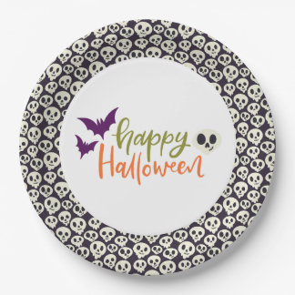 Fun Skulls Halloween Party Paper Plates
