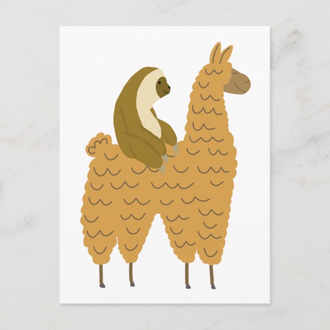 Fun Sloth Riding a Llama Postcard (Front)