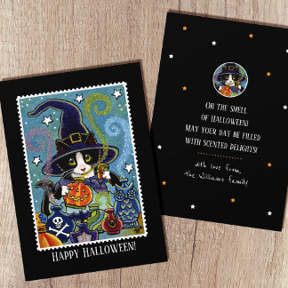 Fun Smell of Halloween Cat Witch Perfume Flat Card
