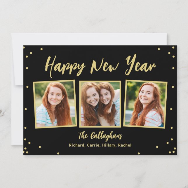 Fun Snapshots Editable Colour New Year Photo Card (Front)