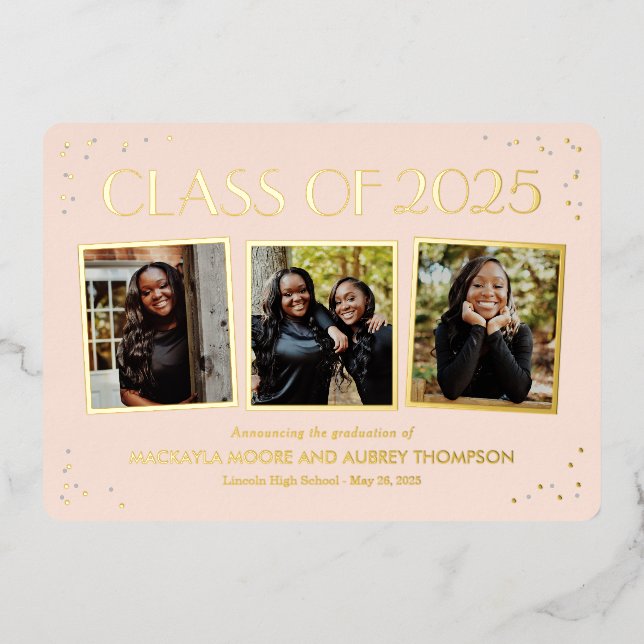 Fun Snapshots Foil Graduation Photo Invitation Foi (Front)