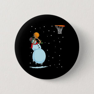 Fun Snowman Basketball Christmas  6 Cm Round Badge