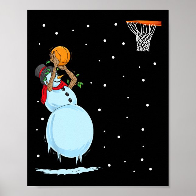 Fun Snowman Basketball Christmas  Poster (Front)