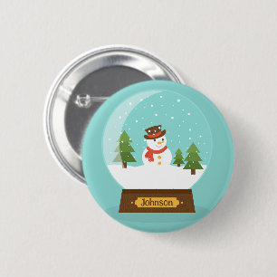 FUN! Snowman Button - Personalised -Add Name