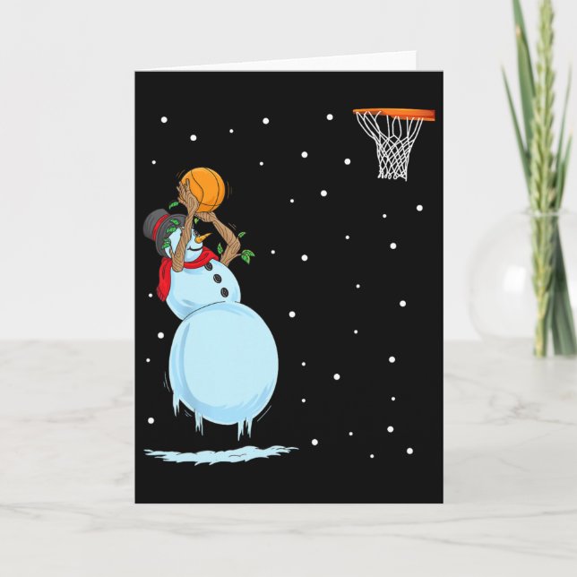Fun Snowman Bysketbyll Christmas  Card (Front)