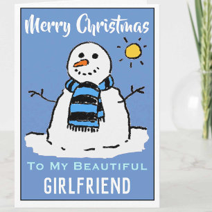Fun Snowman Christmas Card Beautiful Girlfriend