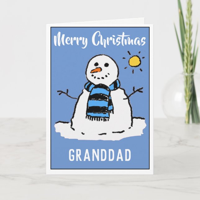 Fun Snowman Christmas Card For a Grandad (Front)
