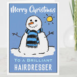 Fun Snowman Christmas Card for a Hairdresser<br><div class="desc">Fun snowman cartoon on a festive Christmas card. Christmas card for a Hairdresser.</div>