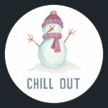 Fun Snowman Christmas Classic Round Sticker<br><div class="desc">Cute snowman Christmas stickers customisable to your specifics.</div>