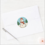 Fun Snowman Cute Christmas Classic Round Sticker<br><div class="desc">Cute Christmas stickers with a fun snowman illustration.</div>