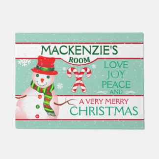 FUN Snowman for CHILD'S ROOM | TEAL Christmas Doormat