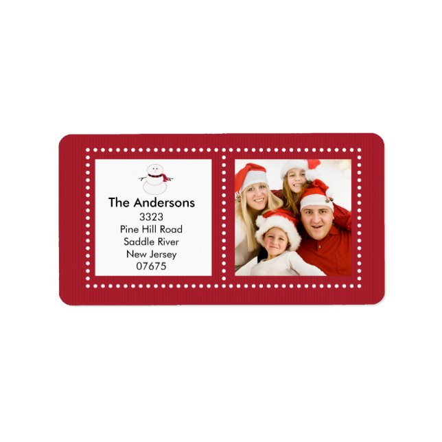 Fun Snowman Holiday PHOTO Return Address Label (Front)