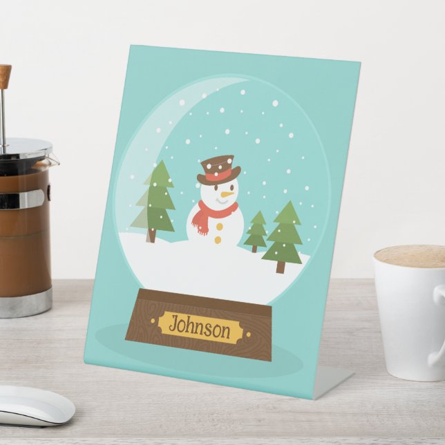 FUN!  Snowman Pedestal Sign-Personalised-Add Name Sign (In SItu)