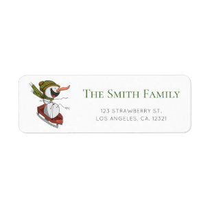 Fun Snowman Sled Christmas Return Address