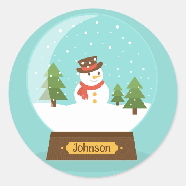 FUN!  Snowman Stickers - Personalised -Add Name (Front)