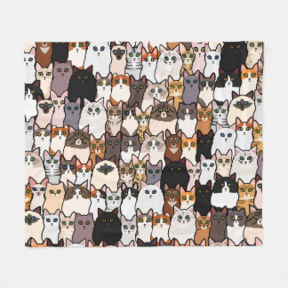 Fun So Many Cats and Kittens Collage  Fleece Blanket