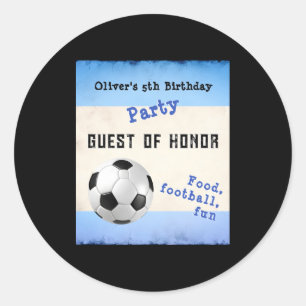 Fun Soccer Football Kids Party Blue Guest Of Honor Classic Round Sticker
