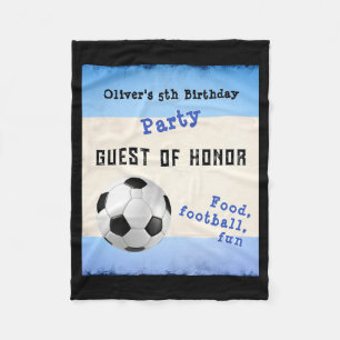 Fun Soccer Football Kids Party Blue Guest Of Honor Fleece Blanket
