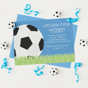 Fun Soccer Themed Birthday Party Invitation