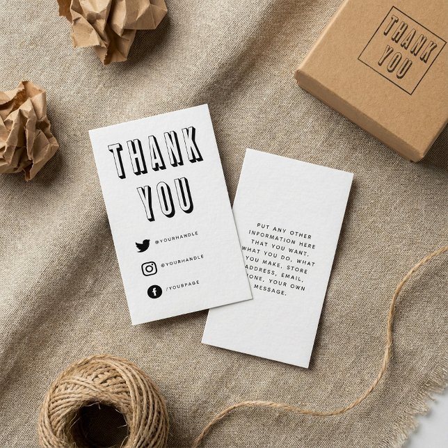 Fun social media bold customer thank you enclosure card (Fun social media bold customer thank you enclosure card.)