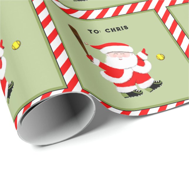 Fun Softball Holiday Gift Wrapping Paper (Roll Corner)