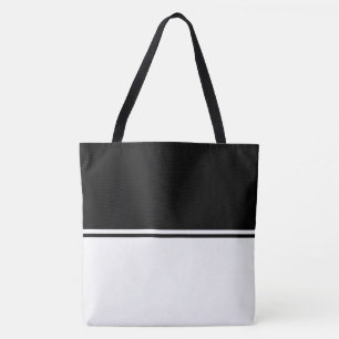Fun Sophisticated Black White Striped Colour Block Tote Bag