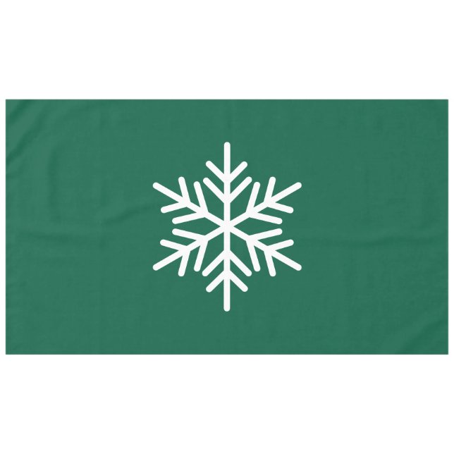 Fun Sophisticated Nordic Snowflake On Deep Green Tablecloth (Front (Horizontal))