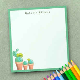 Fun Southwestern Potted Cactus Flowers Custom Notepad