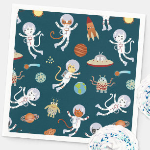 Fun Space Cats Birthday Party Napkin