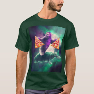 Fun Space Sloth With Pizza Riding Turtle 68 254 T-Shirt
