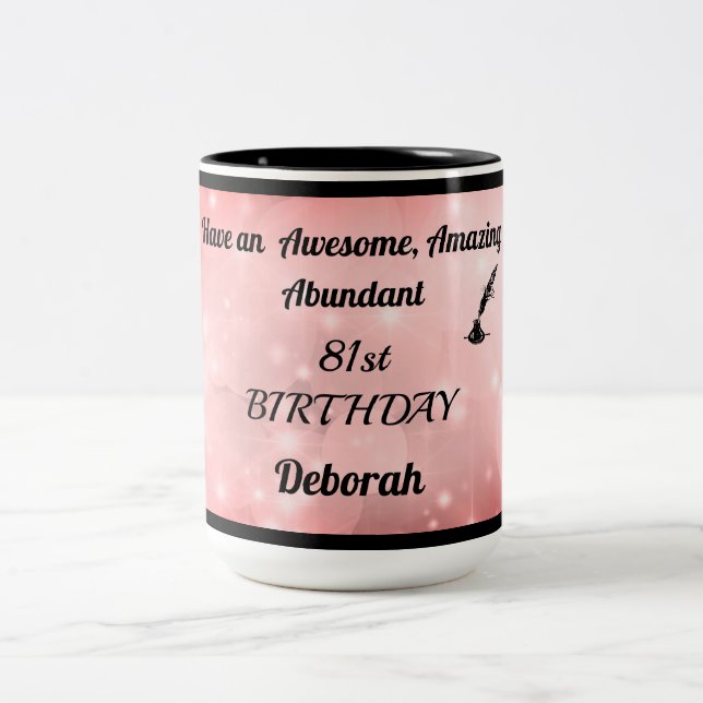 Fun Sparkly Personalised 81st Birthday Mug (Center)