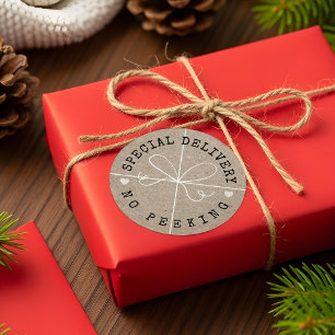 Fun Special Delivery No Peeking Kraft Paper Parcel Classic Round Sticker