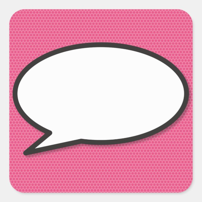 Fun Speech Bubble Pink Modern Comic Book Square Sticker (Front)