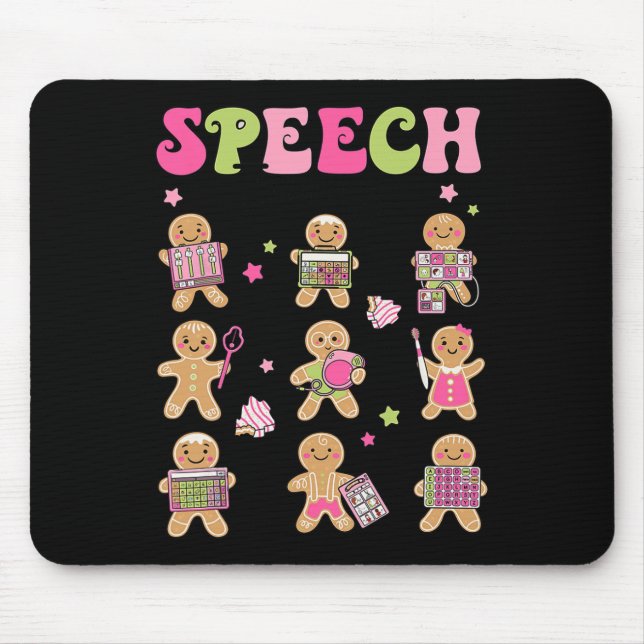 Fun Speech Therapy Gingerbread Cookies SLP Christm Mouse Pad (Front)