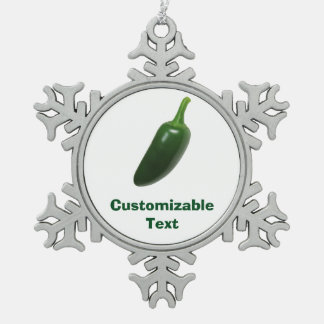 Fun & Spicy Jalapeno Pepper Snowflake Pewter Christmas Ornament