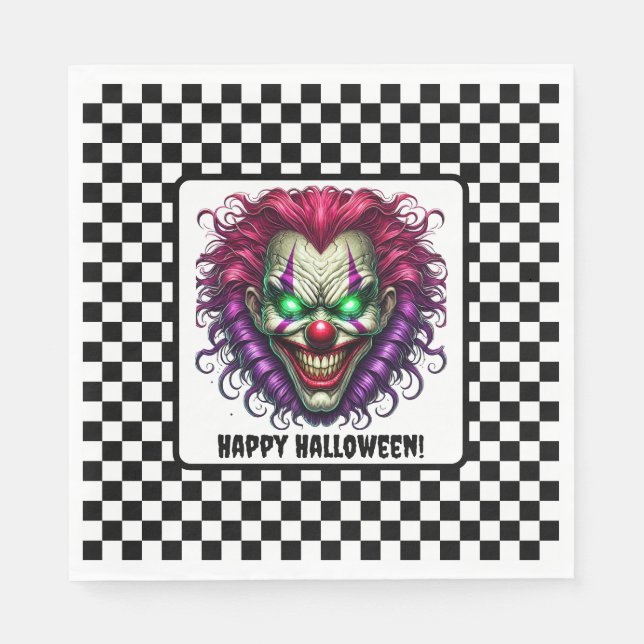 Fun Spooky Clown Halloween Paper Napkin (Front)