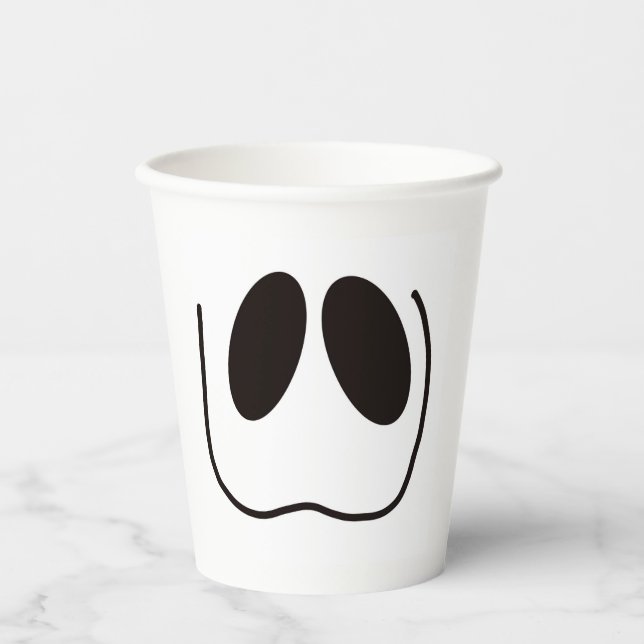 Fun, spooky, ghost face for Halloween Paper Cups (Front)