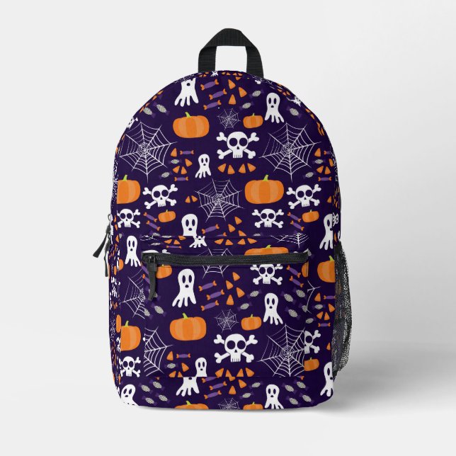 Fun Spooky Halloween Characters Printed Backpack (Front)