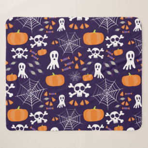 Fun Spooky Halloween Characters Sherpa Blanket