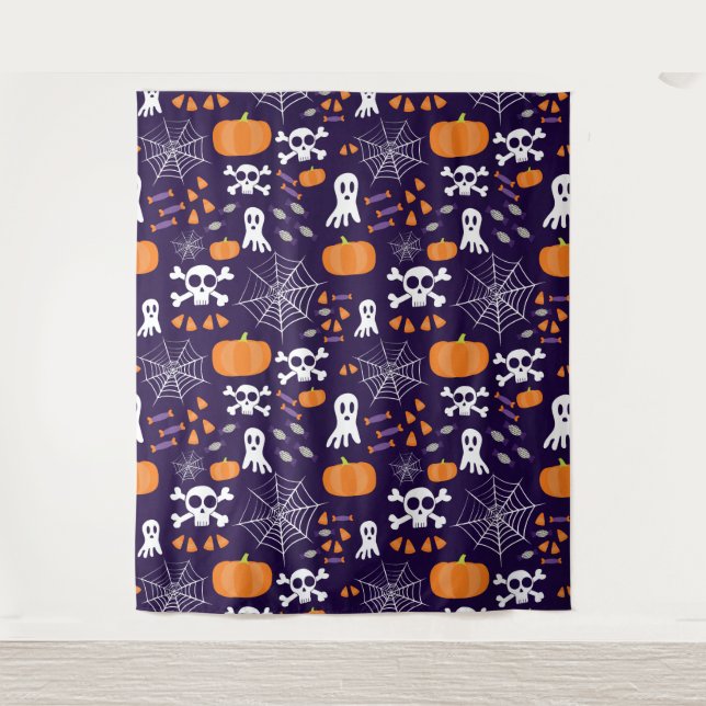 Fun Spooky Halloween Characters Tapestry (Front)