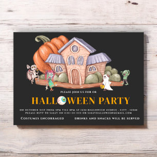 Fun spooky  halloween costume  party  invitation