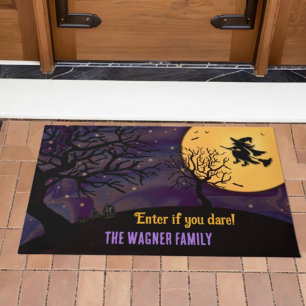 Fun Spooky Witch Moon Halloween Purple Customized  Doormat