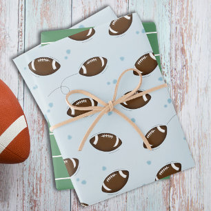 Fun Sports Green Football Field Whimsical Cute Wrapping Paper Sheet