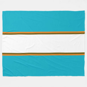 Fun Sporty Azure Blue Brown White Racing Stripes Fleece Blanket