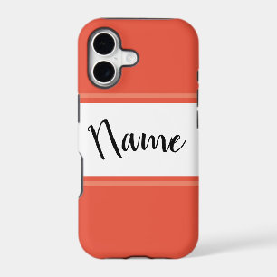 Fun Sporty Bright Orange White Racing Stripes Text
